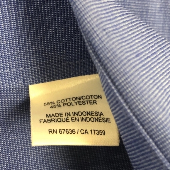 Firm $$ Saint Laurent Classic Button UpNavy Blue Cotton Poly Large-16-34-35 - Picture 3 of 6